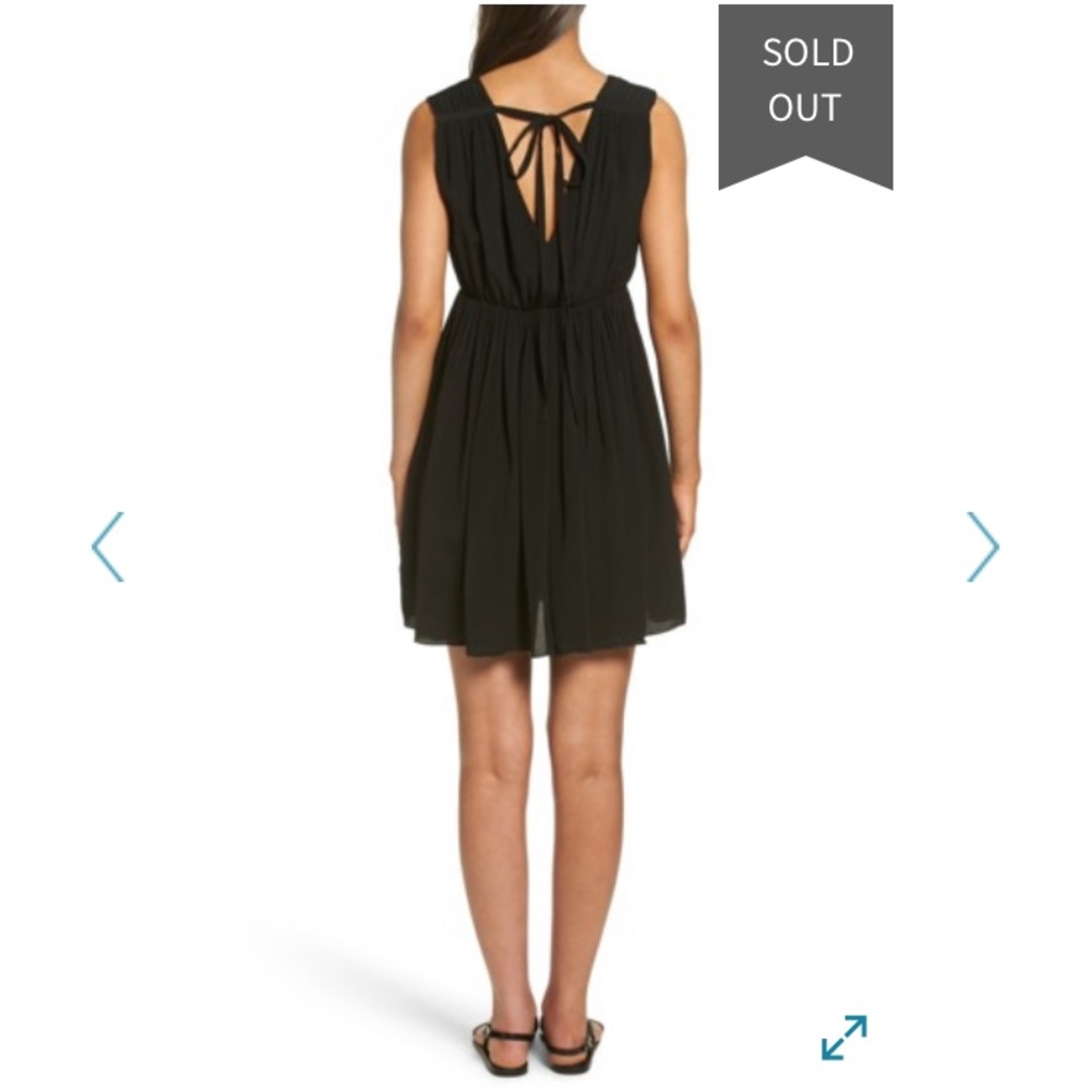 Madewell magnolia Tie Back Dress Black V Neck Sz S